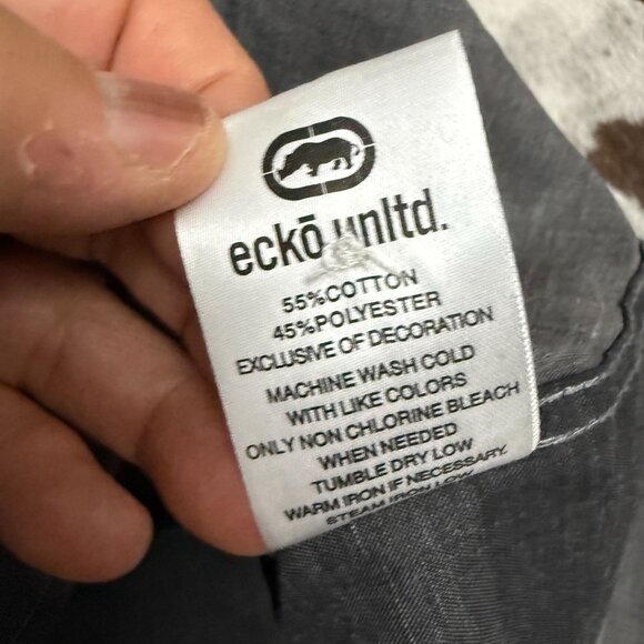 Ecko Unltd Plaid Short Sleeve Button Down Shirt Me's Medium Gray Black Outdoor - Picture 4 of 6